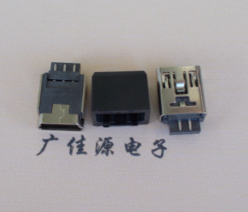 黄江镇MINI USB 5Pin接口 带护套焊线母座 B型180度铜壳