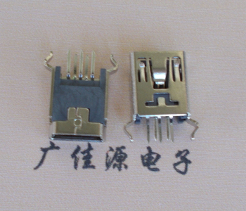黄江镇MINI USB5p母座|B型口180度|直插弯脚