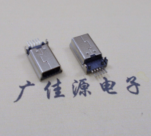 黄江镇MINI USB公头 5pin端子贴板带柱 10.7mm体长