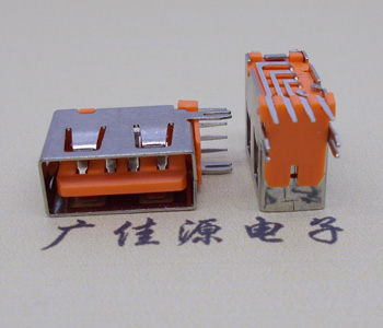 黄江镇USB 短体10.0接口 侧插4p母座 橙色胶芯鱼叉脚直边