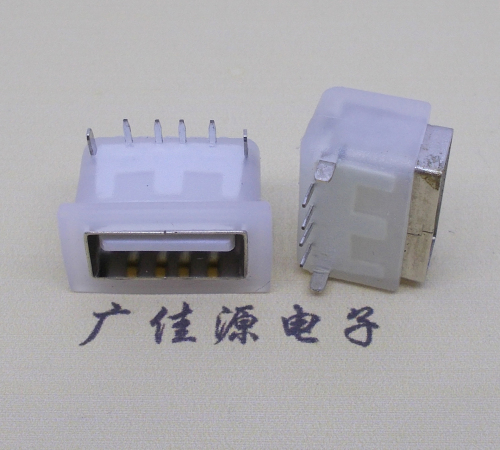 黄江镇卧式后两脚DIP插板USB AF 2.0防水母座,反向插A公头连接器