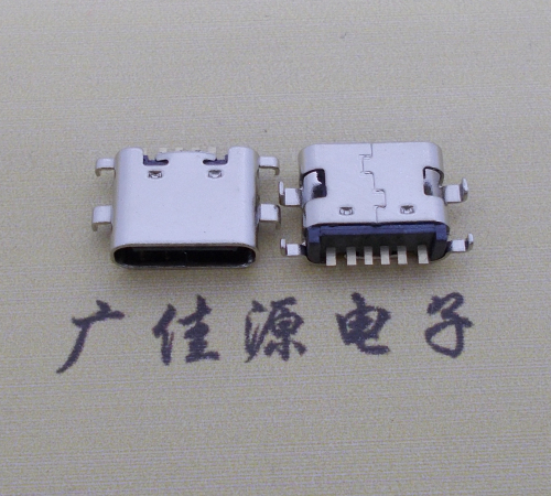 黄江镇简易充电type c6P母座沉板1.6mm接口