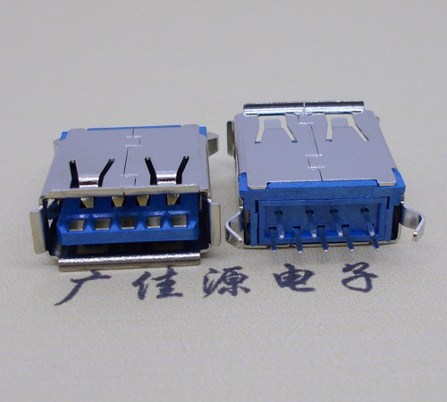 黄江镇USB 3.0接口.AF立式直插 弯脚插板,蓝胶芯翻边